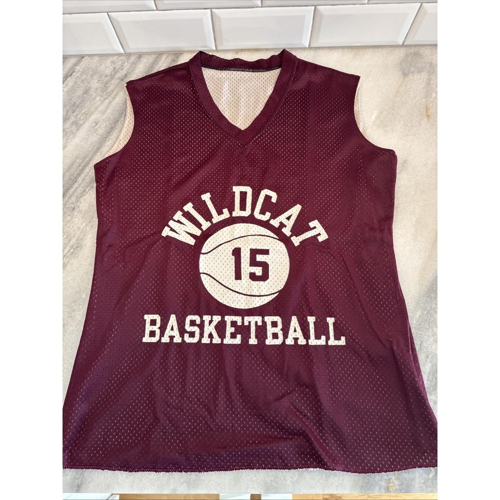 Vintage 1970's Lady Champion‎ Basketball Jersey #15 Wildcats Basketball Med